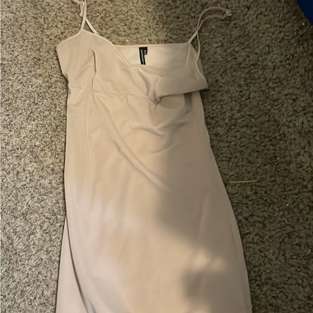 Cream Slip Dress with Spaghetti Straps for Cocktail Night Out